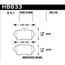 Колодки тормозные HB833B.700 HAWK HPS 5.0 задние Mercedes-Benz S-class W222; S-class coupe C217