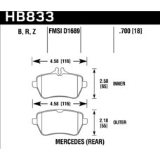 Колодки тормозные HB833Z.700 HAWK PC Mercedes-Benz S550 4Matic задние