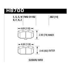 Колодки тормозные HB700N.562 HAWK HP Plus перед Subaru WRX