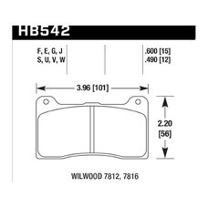 Колодки тормозные HB542W.600 HAWK DTC-30  Wilwood DynaPro; Stoptech ST-42; 15 mm