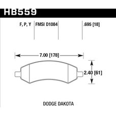 Колодки тормозные HB559Y.695 HAWK LTS перед DODGE RAM 1500, DURANGO