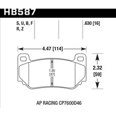 Колодки тормозные HB587Z.630 HAWK Perf. Ceramic AP Racing CP7600D46; 16 mm