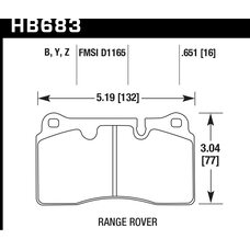 Колодки тормозные HB683Y.651 HAWK LTS Range Rover Sport/Supercharged Brembo 2005-2013