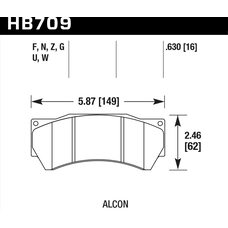 Колодки тормозные HB709F.630 HAWK HPS, REVO by Alcon MONO 6, Alcon Monoblock 6 CAR97