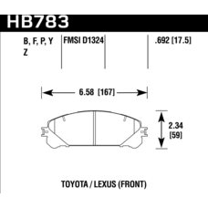 Колодки тормозные HB783Z.692 HAWK PC; перед RX350 2010-> ; HIGHLANDER 2010->