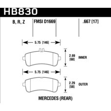 Колодки тормозные HB830Z.667 HAWK PC задние Mercedes S W220; SL R231; AMG GT X290