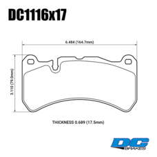 Колодки тормозные DC1116P17 DC Brakes STR.S+, передние Maserati Levante; Alfa Romeo Giulia, Stelvio