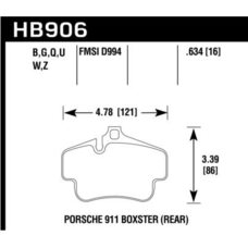 Колодки тормозные HB906B.634 HAWK HPS 5.0 задн PORSCHE 718 Cayman, Boxter; 911 997 3,6; 911 996
