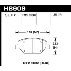 Колодки тормозные HB909Y.660 передние Chevrolet Camaro LTG 2015-