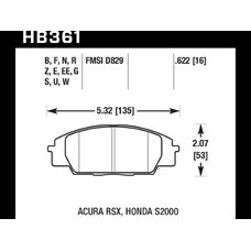 Колодки тормозные HB361F.622 HAWK HPS передние Honda Civic EP3 Type-R