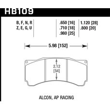 Колодки тормозные HB109Z.710 HAWK PC (БЕЗ УШКА) PROMA 6 порш; StopTech; AP RACING; HPB тип 3; 18 mm